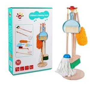 Buy TOYARTSY Wooden Kids Cleaning Tools Set – Complete Household Mop ...