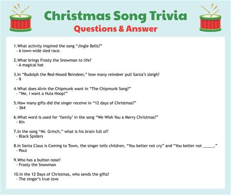 15 best printable christmas song trivia game – Artofit