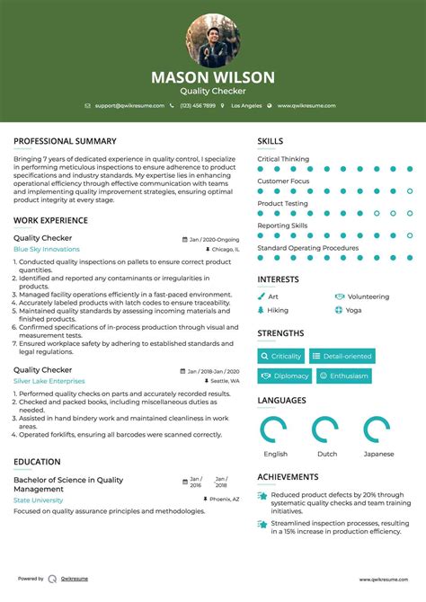 Quality Checker Job Description at Caitlin Hume blog