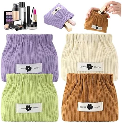 Prime Picks, Mini Corduroy Cosmetic Storage Bag, Elastic Self-Closing ...