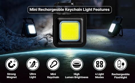 Keychain LED Flashlights, Rechargeable Torch with Lighter,Whistles ...
