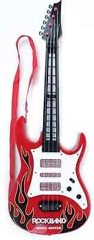 Kmc kidoz Music Toy Guitar Red and Black Battery Operated Music and ...