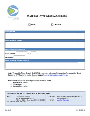 Fillable Online STATE EMPLOYEE INFORMATION FORM - Ohio Fax Email Print ...