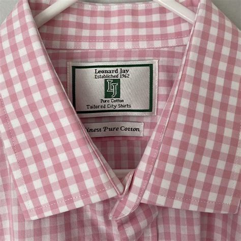 Men’s Leonard Jay, pure cotton, pink gingham shirt.... - Depop