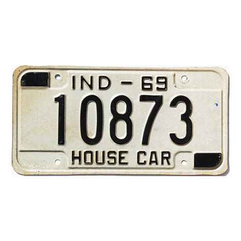 1969 Indiana House Car License Plate #10873 | Old Motor Home