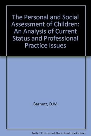 Buy The Personal and Social Assessment of Children: An Analysis of ...