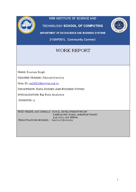 CC 21GNP301L Community Connect Final Work Report by Soumya Singh - Studocu