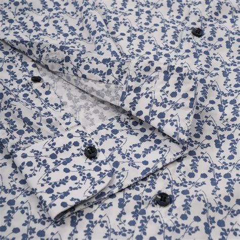 RAFFO - BLUE POPLIN SLIM FIT PRINTED FULL SLEEVE SHIRT | Oleovrr – Olevorr