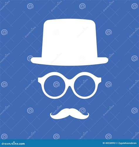 Hat, Eyeglasses and Mustache Stock Vector - Illustration of graphic ...