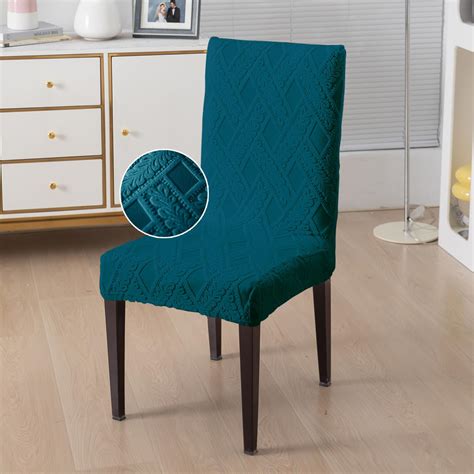 HOKIPO Chair Cover Set of 1/2/4/6, 190 GSM Jacquard, Teal – HOKIPO ...