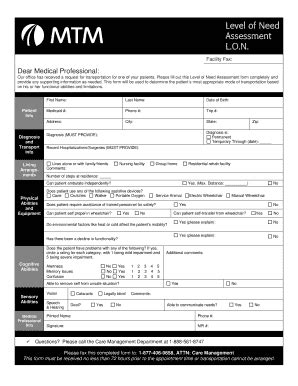 Mtm Level Of Need Form - Fill and Sign Printable Template Online