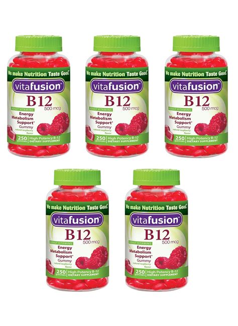 Vitafusion Energy B12 Gummy Kfiqx Vitamins Very Raspberry 500mcg 250 ...