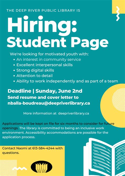 We’re Hiring! Library Clerk – Summer Programs and Student Page ...