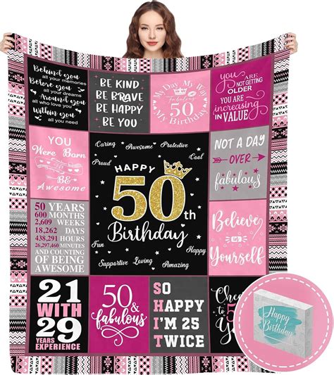 50th Birthday Gifts for Women Blanket 60"x50", 50th Birthday Gift Ideas ...