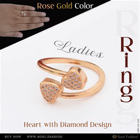Rose Gold Heart Diamond Ring for Women - Style A225 | Soni Fashion