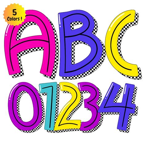 Bold Scribble Alphabet With Checkered Background Png, Checkered Background PNG, Neon Letters Png ...