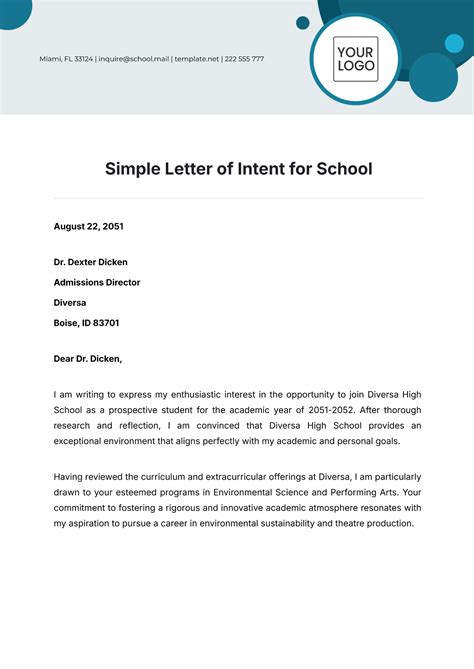 Letter Of Intent Format Template