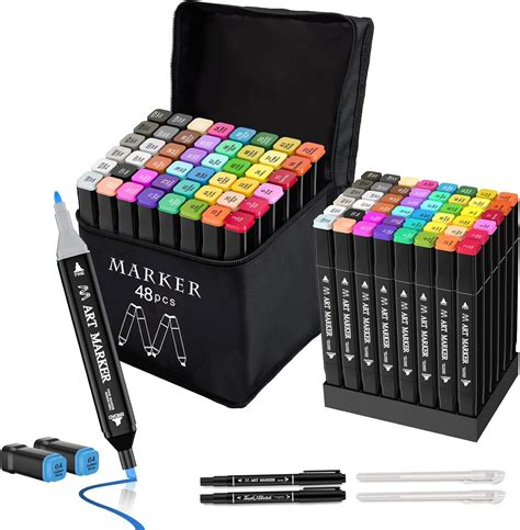 Amazon.com: Banral 48 Colors Alcohol Markers Set, Dual Tip Alcohol ...