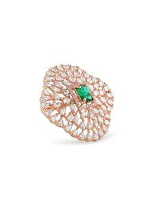 Buy Ami Green Dazzling Cubic Zirconia Embellished Contemporary Brass ...
