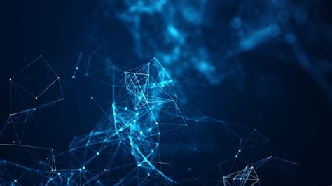 Abstract connected dots and lines on blue background. communication and ...