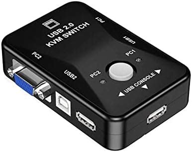 XIKKART 2 Port KVM Switch USB 2.0 KVM Switch Box to Control up to 2 ...