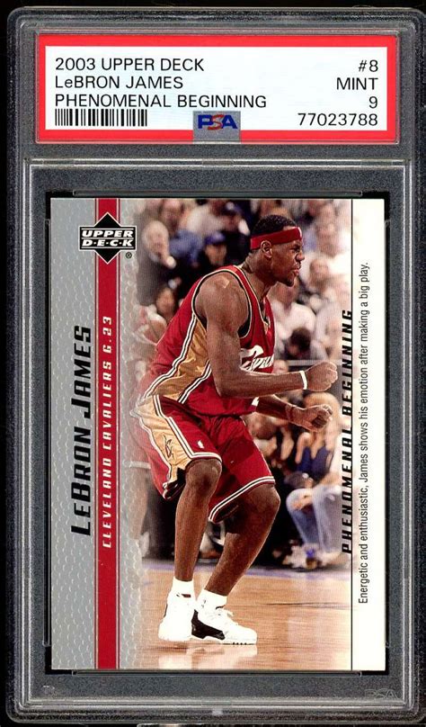 LeBron James Rookie Card 2003 Upper Deck Phenomenal Beginning #8 PSA 9 ...