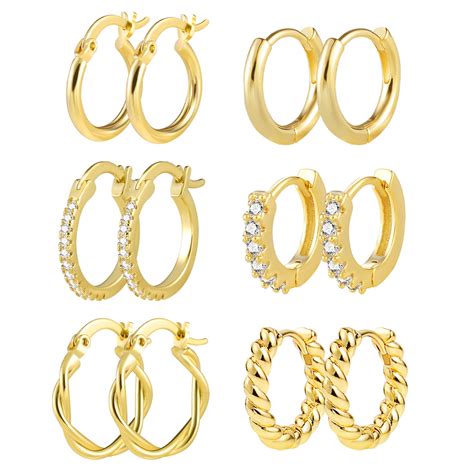 14K Gold Huggie Earrings Small Hoop Earring Set for Women ...