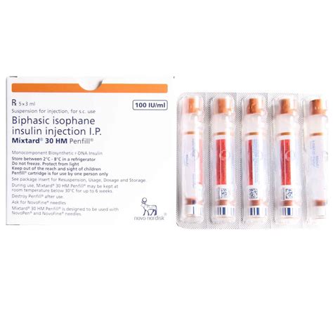 Mixtard 30 HM 100IU/ml Penfill 3 ml | Uses, Side Effects, Price ...