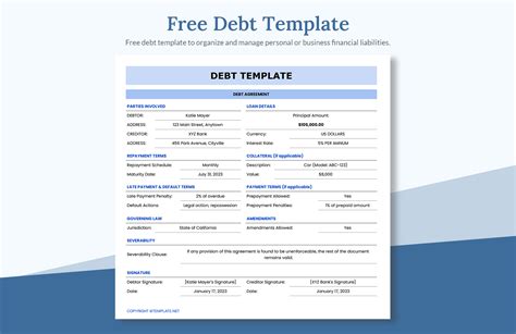 Editable Debt Spreadsheet Templates in Excel to Download