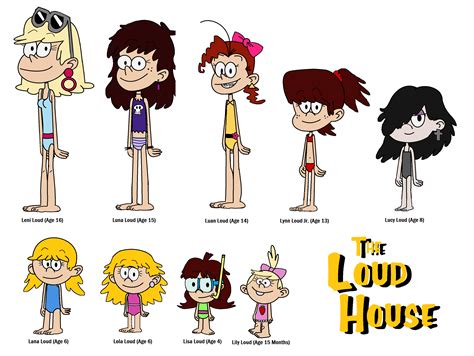 Leni, Luna, Luan, Lynn Jr., Lucy, Lana, Lola, Lisa and Lily Loud (Full House Style) in Swim ...