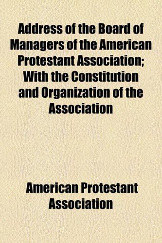 Buy Address of the Board of Managers of the American Protestant ...