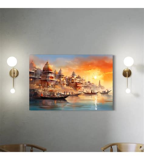 Buy Varanasi Ghat Abstract Art Canvas Giclee Print Online - Artociti