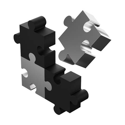 3d black and silver puzzle blocks side view | Premium PSD
