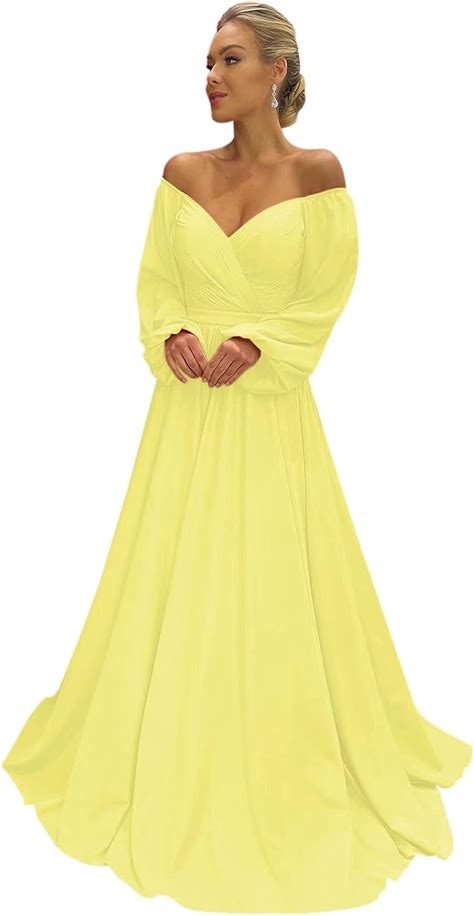 Buy V-Neck Satin Bridesmaid Dresses Long Sleeve A Line Mother of The ...