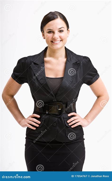 Smiling Businesswoman with Hands on Hips Stock Image - Image of ...
