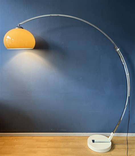 Mid Century Space Arc Floor Lamp with Beige Mushroom Shade | #234986