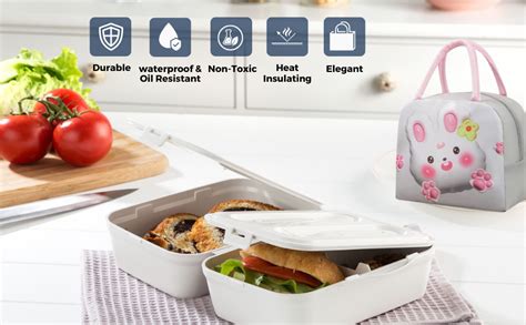 Sakuya 3D Insulated Kids Lunch Bags- Waterproof and Leakproof Thermal ...