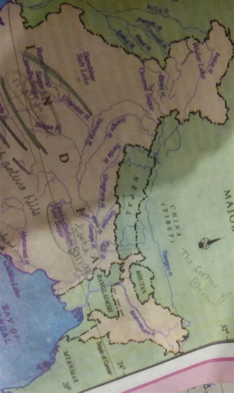 RIVER GANGA AND BRAMHAPUTRA IN MAP WITH THEIR TRIBUTERES - Brainly.in
