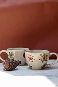 Buy WEAVING HOMES Store Wildflowers Mug 230 ML Handmade Ceramic Mugs ...