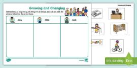 Growing Up Worksheet / Worksheet