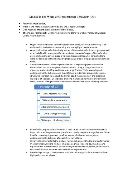 OP Mod 1-6 - nice - Module I: The World of Organizational Behaviour (OB ...