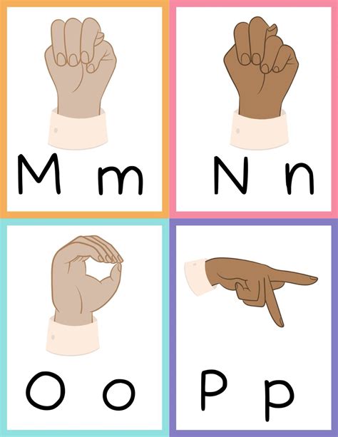 Printable ASL - Alphabet Flashcards! M-P in 2025 | Baby sign language ...