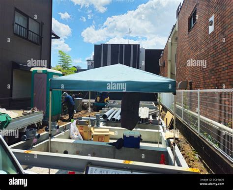 Tokyo Residential Construction Site, Japan – Workers and Building ...