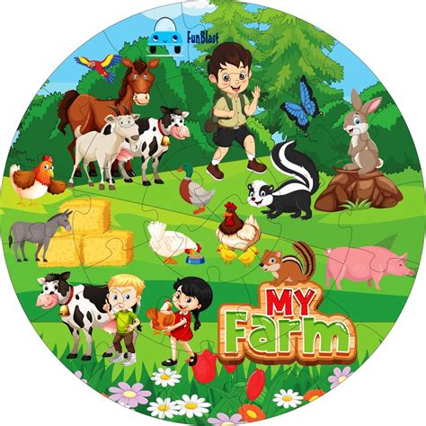 FunBlast Wooden Farm Animal Jigsaw Puzzle - 28 Pcs, Multicolor, 4 ...