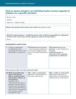 Hampshire Mental Capacity Toolkit - Fill Online, Printable, Fillable ...