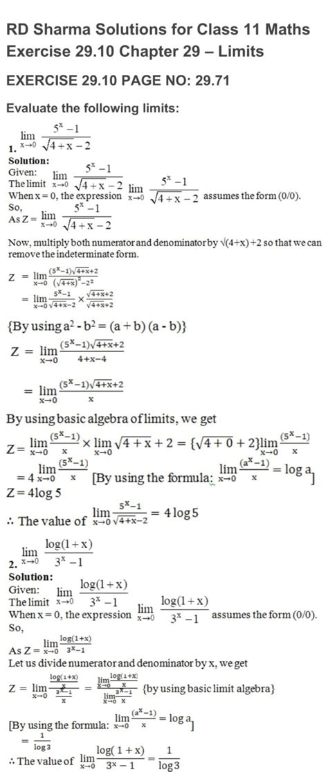 Rd Sharma Solutions Class 11 Exercise 29.10 Solutions - RD Sharma Solutions