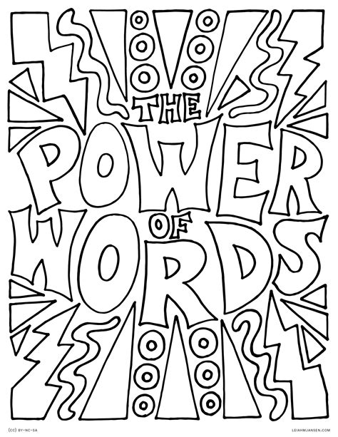 Word Coloring Pages Printable