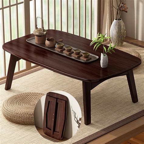 Amazon.com: Japanese Folding Floor Table - Bamboo Wood Low Coffee Table ...