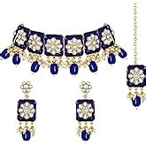 Buy I Jewels 18K Gold Plated Kundan Studded Meenakari Bridal Choker ...