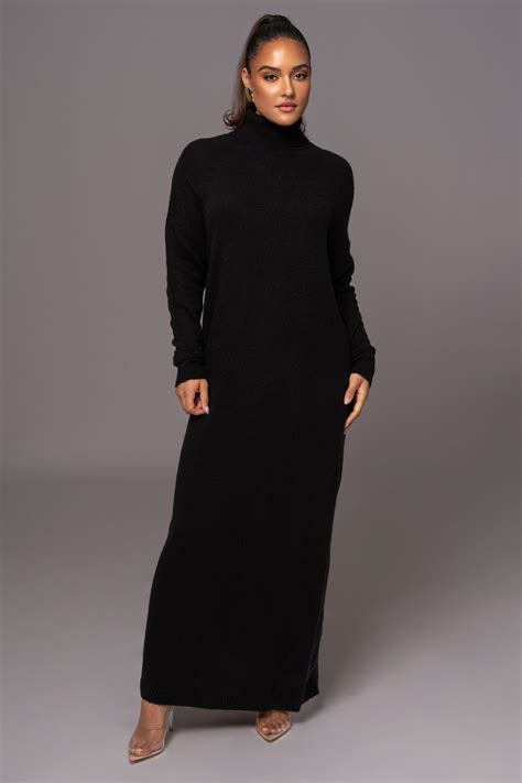 Black Hartley Knit Maxi Dress | JLUXLABEL